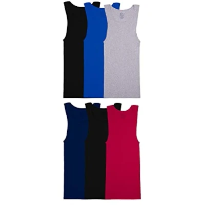 Abbildung von Fruit of the Loom Herren Sleeveless Tank A Shirt, Tag Free &amp; Moisture Wicking, Ribbed Stretch Fabric Unterwäsche, 6 Stück, 3X Groß