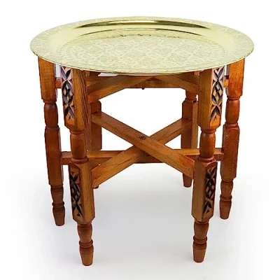 Abbildung von Saharashop Orientalischer Teetisch Tefor Holz Ø 60 cm Gold