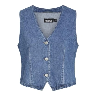 Abbildung von Pieces Pcsky VEST Weste, Damen, Größe: XL, Medium blue denim