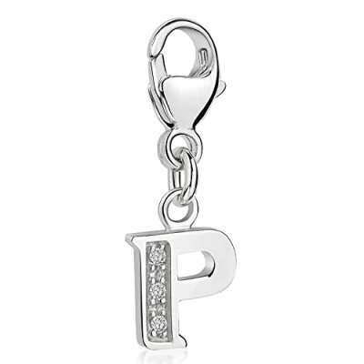 Abbildung von Materia Charm Buchstabe Silber Anhänger &quot; P Alphabet Zirkonia C66, 925 Sterling Silber, rhodiniert