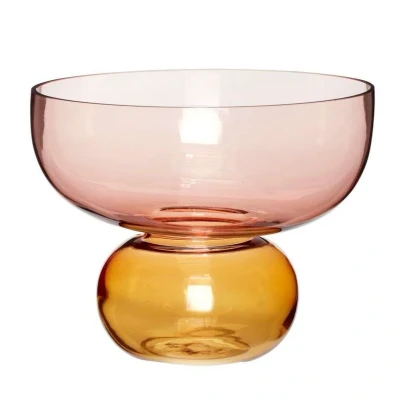Abbildung von HÜBSCH Vase Show, rosa/bernsteinfarben, Glas, Ø 25 cm