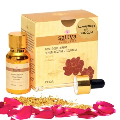 Abbildung von Sattva Serum Gesicht Rose Gold Face Oil Serum, Anti Aging Gesichtsöl mit Rosenöl und 23K für Elastizität &amp; Glättung, 15ml