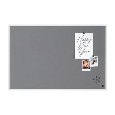 Abbildung von Bi Office Pinnwand New Basic, Grauem Filz mit Weißem Holzrahmen, 585x385 mm