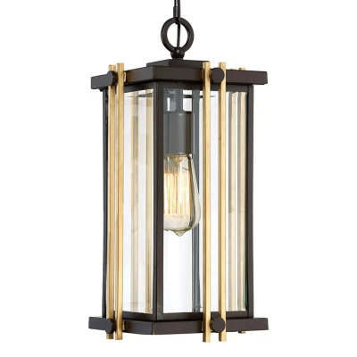 Abbildung von Quoizel QZ GOLDENROD8 M Hängeleuchte Goldenrod 1xE27 Bronze, gold, Glas klar H:42,1cm B:20,6cm IP44 dimmbar