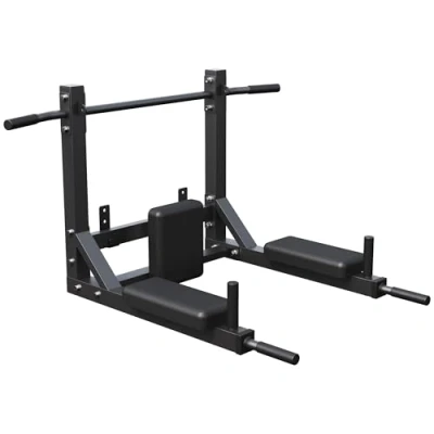 Abbildung von GORILLA SPORTS® Klimmzugstange 4in1, Wandmontage, mit Boxsack Halterung, Dip Station, Gepolsterte Griffe, bis 300 kg, Schwarz Pull Up Bar, Reckstange für Zuhause, Fitness, Indoor