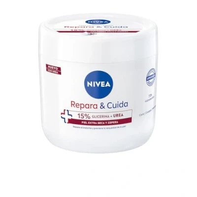 Abbildung von NIVEA Repara &amp; Care Feuchtigkeitscreme für Körper, Gesicht und Hände (1 x 400 ml), mit Glycerin Urea, 72h Feuchtigkeit extra trockene raue Haut