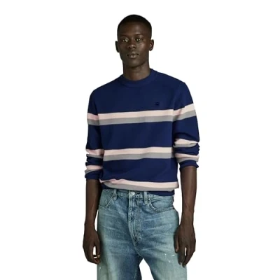 Abbildung von G STAR RAW Herren Stripe Knitted Pullover, Blau (imperial blue D24378 D563 1305), M