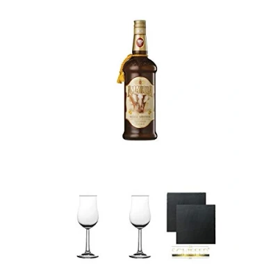 Abbildung von Amarula Südafrika Likör mit Sahne 0,7 Liter + Nosing Gläser Kelchglas Bugatti Eichstrich 2cl und 4cl 2 Stück