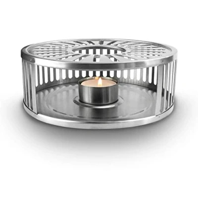Abbildung von Creano Stövchen Silver &quot;Stripes&quot; aus Edelstahl mit Teelichthalter , (2 tlg), Teewärmer Edelstahl, stabil, sämtliche Teekannen geeignet