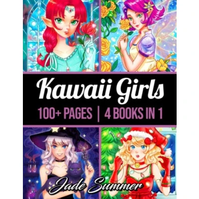 Abbildung von 100 Kawaii Girls: An Adult Coloring Book Collection with Cute Portraits, Fantasy, Horror, Christmas, and More!