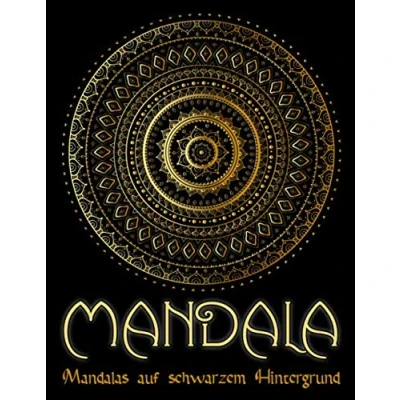 Abbildung von Mandala: 95 Mandalas für Erwachsene auf schwarzem Hintergrund fantastische Farben kostenlose Malvorlagen als PDF zum Ausdrucken