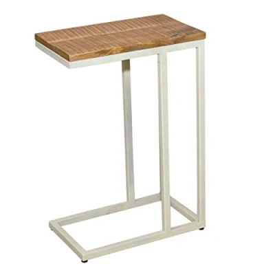 Abbildung von Beistelltisch Holz 25x61x40cm Sofatisch Laptoptisch C Tisch Liverpool Farbe reinweiß Tabacco