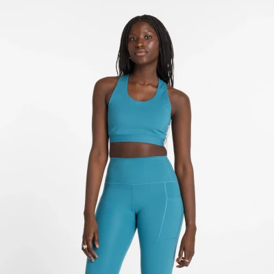 Abbildung von New Balance Sleek Medium Support Pocket BRA Sportbh mit mittlerer Stützkraft, Damen, Größe: Large, Terrarium