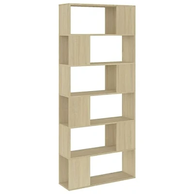Abbildung von vidaXL Bücherregal Raumteiler Standregal Wandregal Bücherschrank Bürorregal Regal Aktenregal Aufbewahrung Raumtrenner Sonoma Eiche 80x24x186cm Holzwerkstoff