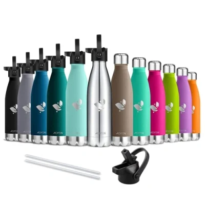 Abbildung von AORIN Vakuum Isolierte Trinkflasche 500ml Wasserflasche BPA Frei,24 H Kühlen &amp; 12 Warmhalten, Ideale Thermosflasche für Kinder, Schule, Sport, Outdoor, Fahrrad, Fitness