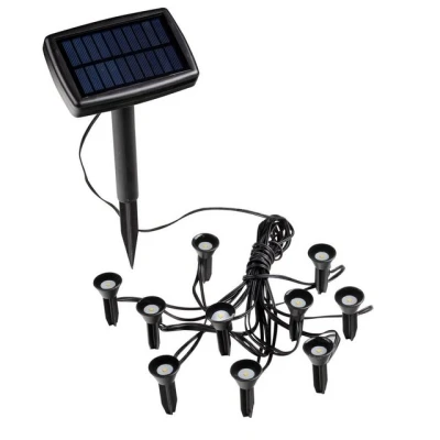Abbildung von Spetebo LED Solarleuchte Solar Pflanzenstrahler klein 10er Set, Ein /Ausschalter, fest verbaut, warm weiß, Mini Garten Strahler Deko Beleuchtung für außen