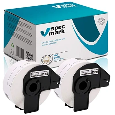 Abbildung von specmark 2 Rollen Einzeletiketten kompatibel mit Brother DK 11201 29mm x 90mm 400 Stück Etiketten für allen QL Etikettendruckern 570 700 800