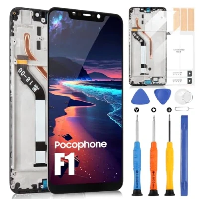 Abbildung von LCD Bildschirm für Xiaomi Pocophone F1 Display Poco M1805E10A 6,18 Zoll Digitazer Touchscreen Assembly mit Reparatur Set (Schwarz Rahmen)