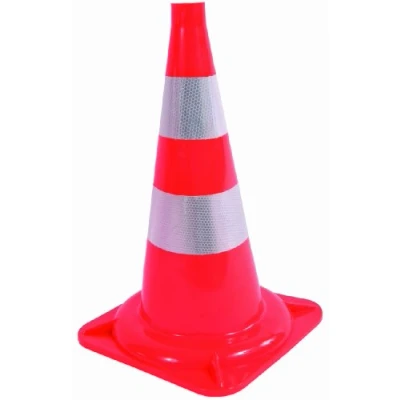 Abbildung von KUNZER 7VLK1 tagesleuchtender Leitkegel 50cm Höhe stapelbar und reflektierend Verkehrs Pylone in orange weiß
