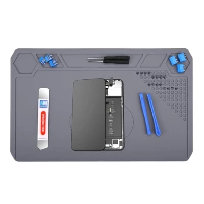 Abbildung von MMOBIEL Reparatur und Lötmatte Silikon 35 x 22 cm Silikonmatte Hitzebeständig bis 500C Werkbankmatte für Lötarbeiten, Handy , Computer Elektronikreparaturen Grau