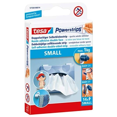 Abbildung von tesa Klebehaken POWERSTRIPS® Small Doppelseitiger Klebestreifen Weiß Inhalt: 14, (POWERSTRIPS® Small)