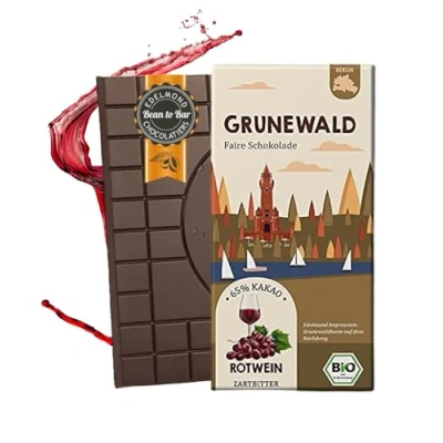 Abbildung von GRUNEWALD Cabernet Sauvingnon in Edelkakao / Fair Trade &amp; Bio Schokolade mit Rotwein Typ: Berliner Stadtteil 1 Tafel, 75g)