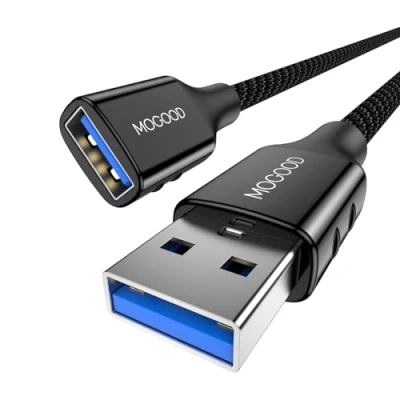 Abbildung von MOGOOD USB 3.0 Verlängerung Kabel 5M Verlängerungskabel A Stecker auf Buchse Gehäuse aus Nylon und Zinklegierung für Stick, Tastatur, Drucker, PS4/5, Hub