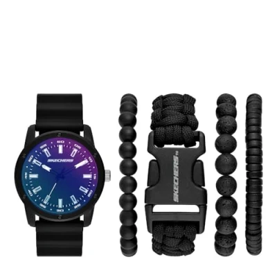 Abbildung von Skechers Quarzuhr LASER CRYSTAL SET, SR9083, (Set, 5 tlg., mit 4 dazu passenden Schmuckarmbändern), Armbanduhr, Herrenuhr, ideal auch als Geschenk, analog