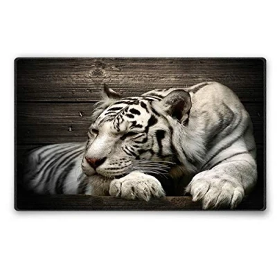 Abbildung von Silent Monsters Mauspad 240 x 200 mm Stoff Mousepad Tiger weiß Vernähter Rand rutschfest Gaming Büro Office Homeoffice 24 20 cm Mouse Pad Mat Mausunterlage klein f alle Maus Arten