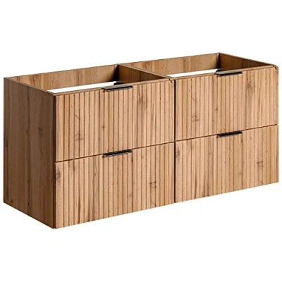 Abbildung von Lomadox Waschbeckenschrank ADELAIDE 56 Wotaneiche mit gerillter Front 120/57/46 cm
