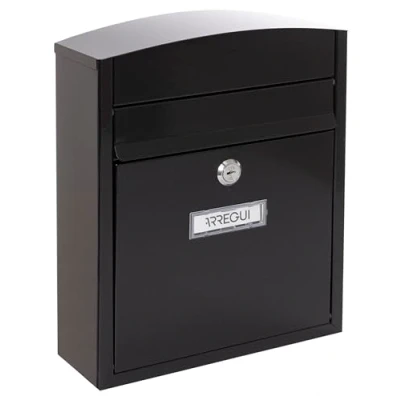 Abbildung von ARREGUI Compact E5734 Briefkasten aus Verzinktem Stahl, Größe S (DIN A5 Post), Wandbriefkasten für den Außenbereich, Wasserfest, Postkasten mit Namensschild, 2 Schlüssel, Einfache Montage, Schwarz