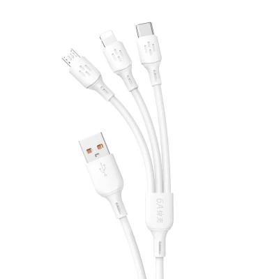 Abbildung von Dudao L8A 3in1 USB A C / micro Lightning Kabel 480Mbps 1.2m weiß