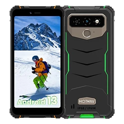 Abbildung von HOTWAV T5 MAX (2023) Android 13 Outdoor Handy, 6050mAh 4GB/64GB/1TB Erweiterbar 6.0 Zoll HD+ Display Smartphone Ohne Vertrag Günstige, 13MP+5MP Dual SIM 4G Handy Face ID/NFC/Fingerabdruck/IP68