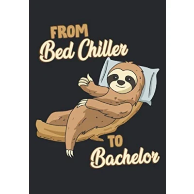 Abbildung von Notizbuch A5 kariert mit Softcover Design: Fun Bachelor Geschenk Faultier Bett Chiller Bachelor: 120 karierte DIN Seiten