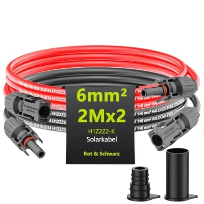 Abbildung von Tool Free Solarkabel 4mm²/6mm²,Solarkabel Verlängerung 1/2/3/5/10M,PV Kabel(6mm2, 2m)