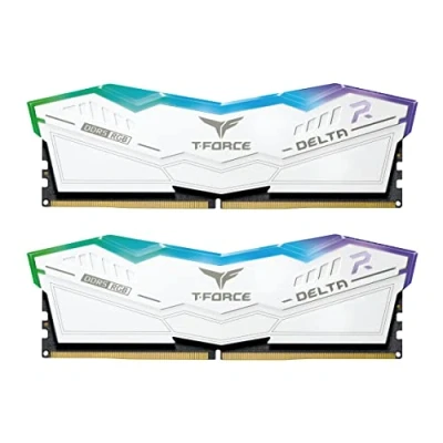 Abbildung von TEAMGROUP T Force Delta RGB DDR5 RAM 32GB (2x16GB) 6000MHz PC5 48000 CL30 Intel XMP 3.0 &amp; AMD Expo kompatibles Desktop Speichermodul Weiß FF4D532G6000HC30DC01