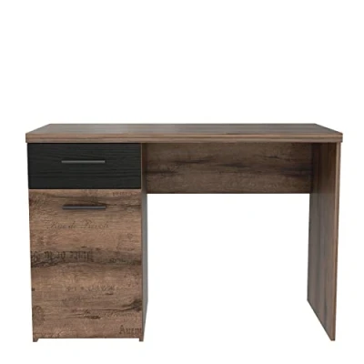 Abbildung von FORTE Jacky Schreibtisch mit 1 Tür und Schublade, Holzwerkstoff, Schlammeiche Dekor Schwarzeiche, B x H T: 110 76,5 52,7 cm