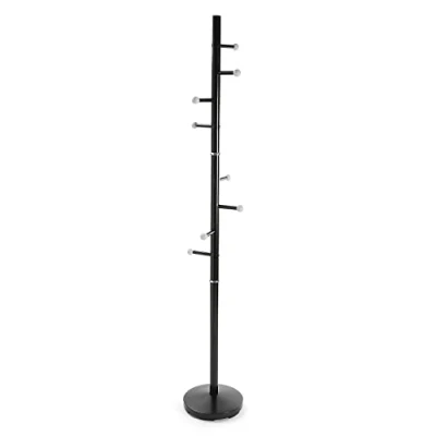 Abbildung von Versa Ruan Minimalistischer Garderobenständer für den Eingangsbereich, mit 9 Haken Kleidung oder Taschen die Halle, Maßnahmen (H x L B) 173 28 cm, Metall, Farbe: Schwarz