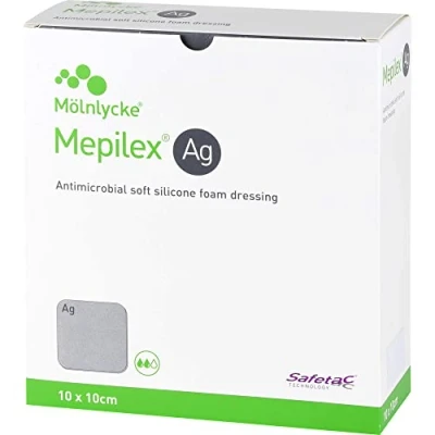 Abbildung von Mepilex Ag Schaumverband 10x10 cm steril 10 St
