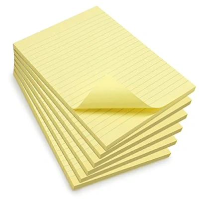 Abbildung von WAYTEX 931685C6 600 Haftnotizen A5 mit Linien, 6 Blöcke à 100 Blatt, selbstklebend, repositionierbar, groß, 15 x 21 cm, Pastellgelb