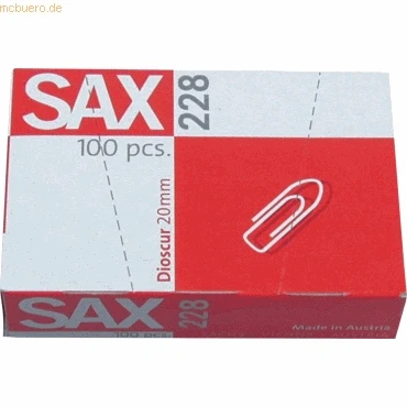 Abbildung von Sax Briefklammern verzinkt 20mm VE=100 Stück