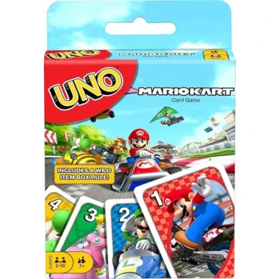 Abbildung von Mattel Games GWM70 UNO Mario Kart Kartenspiel mit 112 Karten, für Spieler ab 7 Jahren