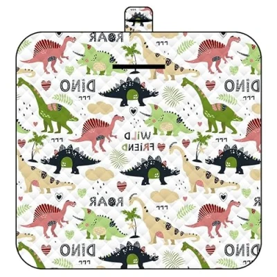 Abbildung von Lrocotanc Picknickmatte 2mx2m (Dinosaurier) Große Faltbare wasserdichte Picnic Blanket Outdoor Krabbeldecke &amp; Strandmatte Waschbare Picknickdecken für Camping, Garten Strand