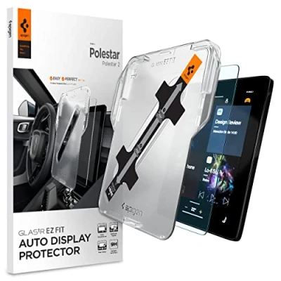 Abbildung von Spigen Glas.tR EZ Fit Schutzfolie kompatibel mit Polestar 2 (2021 2024), 11.2 Zoll, Schablone für Installation enthalten, Matt, Blendschutz, Anti Fingerabdruck, 9H Härte Folie