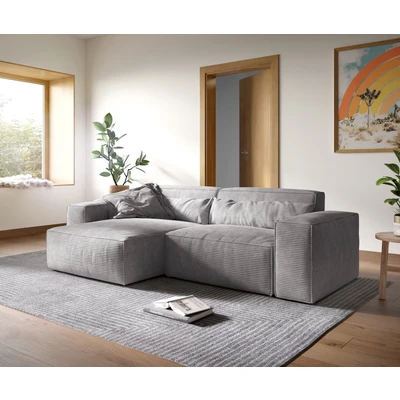 Abbildung von DELIFE Ecksofa Sirpio, XL Cord Silbergrau 270x170 cm Recamiere variabel