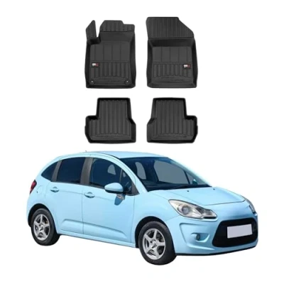 Abbildung von OMAC Gummi Fußmatten kompatibel mit Citroen C3 2009 2017 Premium TPE Automatten Schwarz 4X