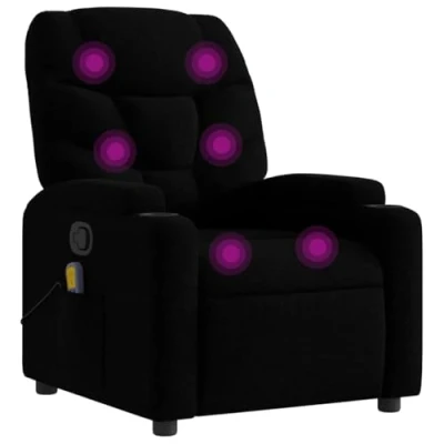 Abbildung von vidaXL Massagesessel, Sessel Verstellbare Rückenlehne Fußteil, Fernsehsessel Relaxsessel mit Liegefunktion, Liegesessel Polstersessel Ruhesessel, Schwarz Stoff