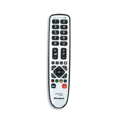 Abbildung von Meliconi Gumbody Pratico 2.1 Smart Universelle 2 in 1 Fernbedienung mit Gummigehäuse, ideal für TV Geräte und Decoder. Aktualisierbar über das Internet.