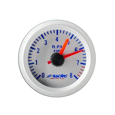 Abbildung von Simoni Racing TM/SB Tacho 0 8000 Gauge Silber Hintergrund Face and Rim, Retro Lighted