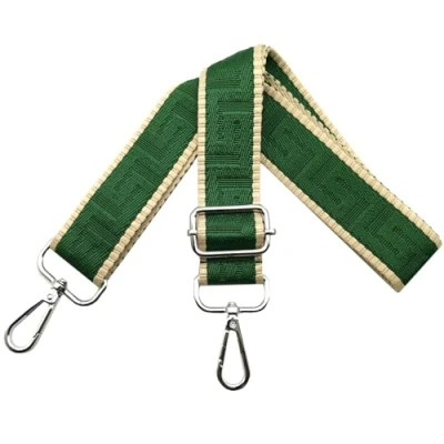 Abbildung von Schultergurt für Tasche Taschengurte zum Wechseln, Verstellbar Taschengurt Breit 3.8cm mit Silber Karabiner Taschenband Schulterriemen Tragegurt Handtaschen Damen, Grün, K4